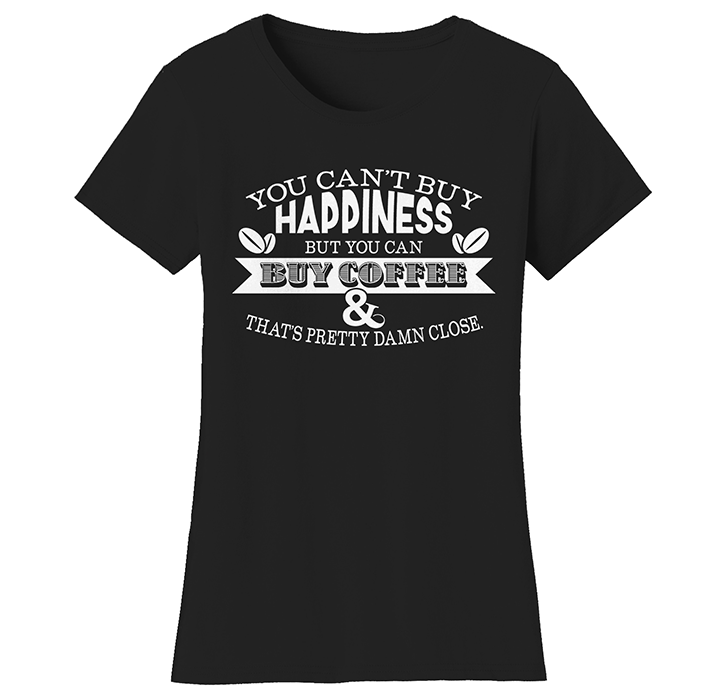 Women’s Coffee Themed Funny T-Shirts - YCBH - B& W Print - S