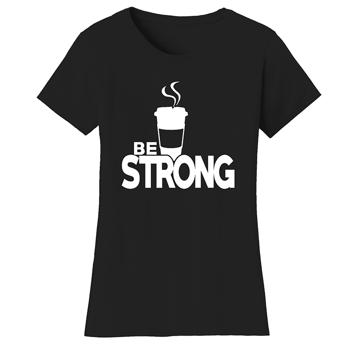 Women&rsquo;s Coffee Themed Funny T-Shirts - BSC- B & W Print - L
