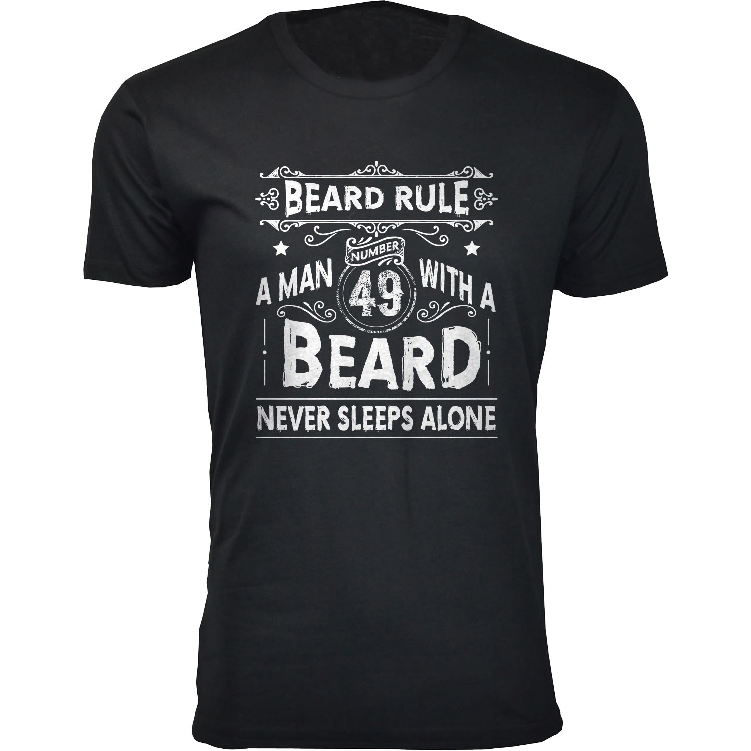 Men's Greatest Beard Themed T-Shirts - Beard Rule A Man 49 With A Beard - Black / 2XL