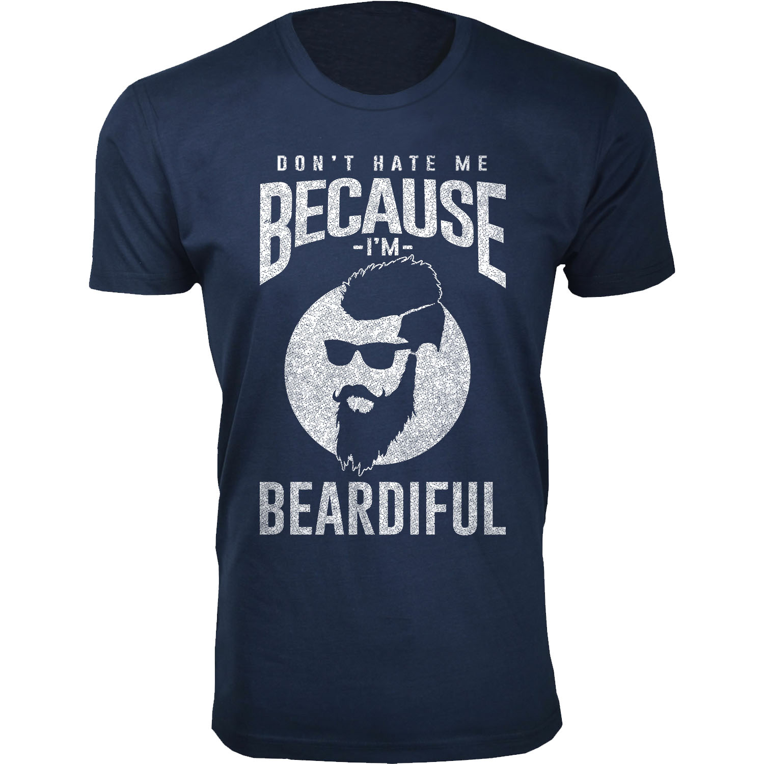 Men's Greatest Beard Themed T-Shirts - Don't Hate Me Because I'm BEARDIFUL - Navy / XL