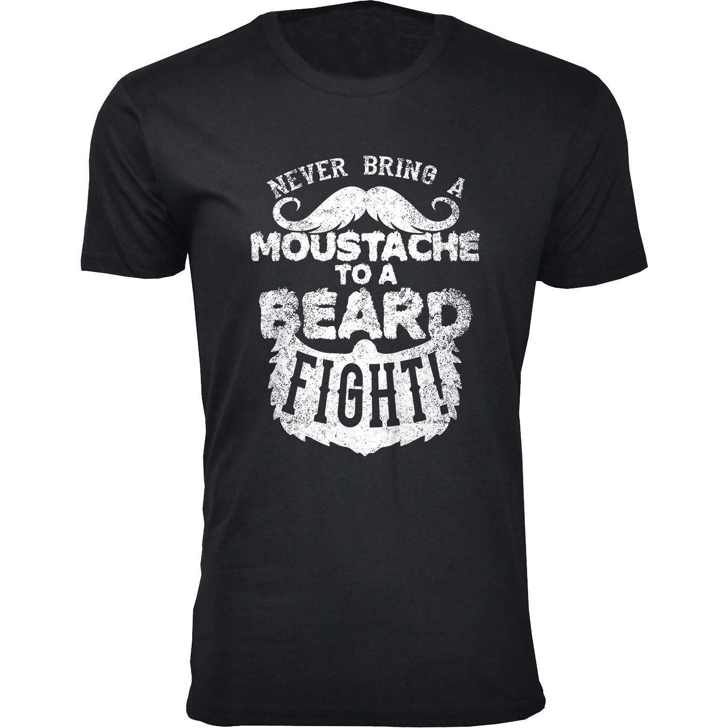 Men's Greatest Beard Themed T-Shirts - Never Bring a Moustache to a Beard Fight - Black / 3XL
