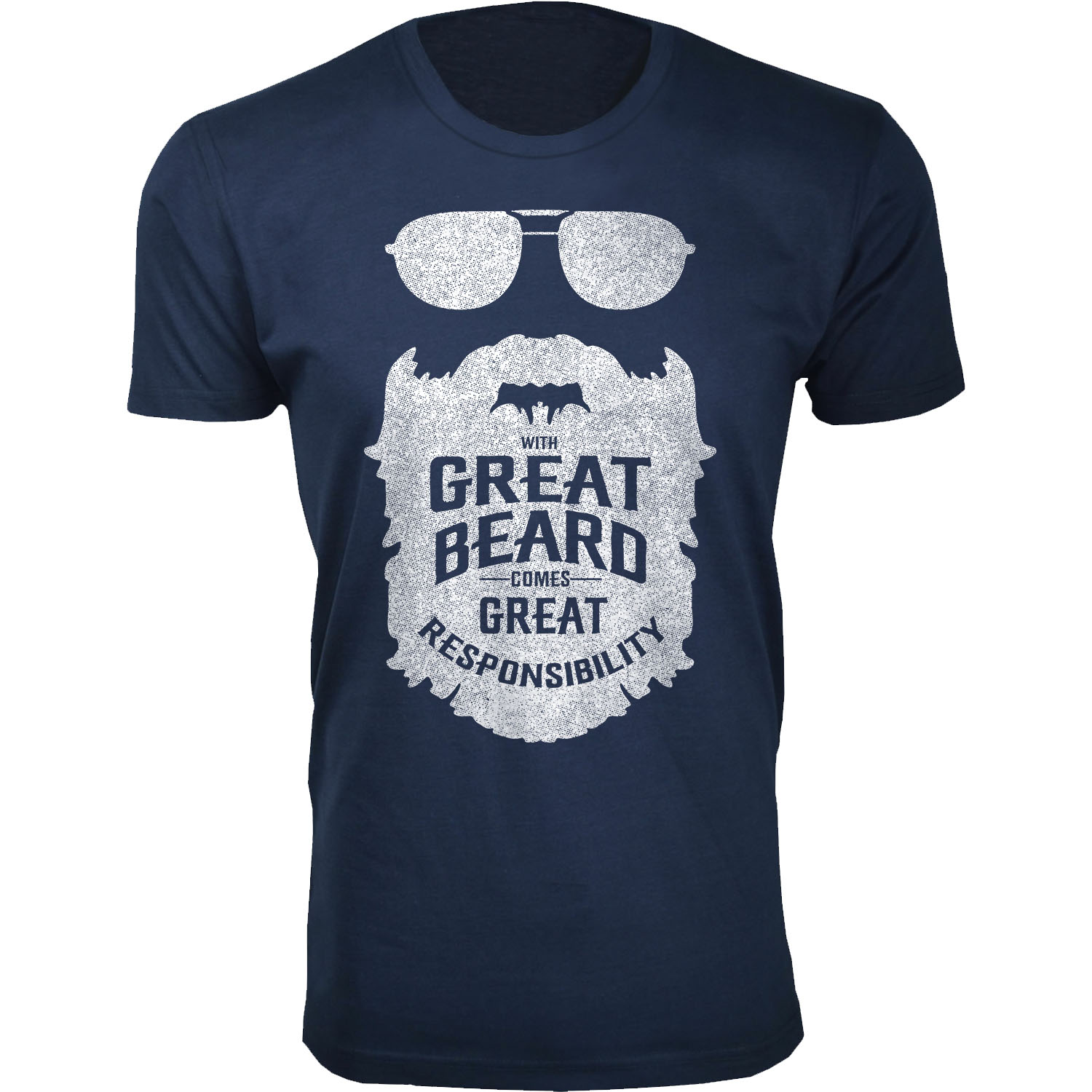 Men's Greatest Beard Themed T-Shirts - With Great Beard Comes Great Responsibility - Navy / S