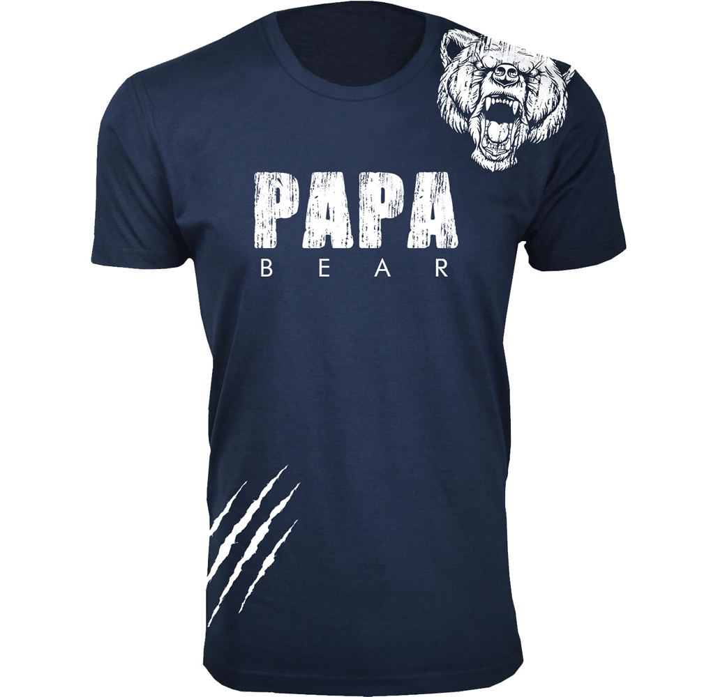 Men's Dad Theme T-shirts - Men's Best Father's Day T-shirts Ever - Papa Bear Scratch - Navy / 3XL