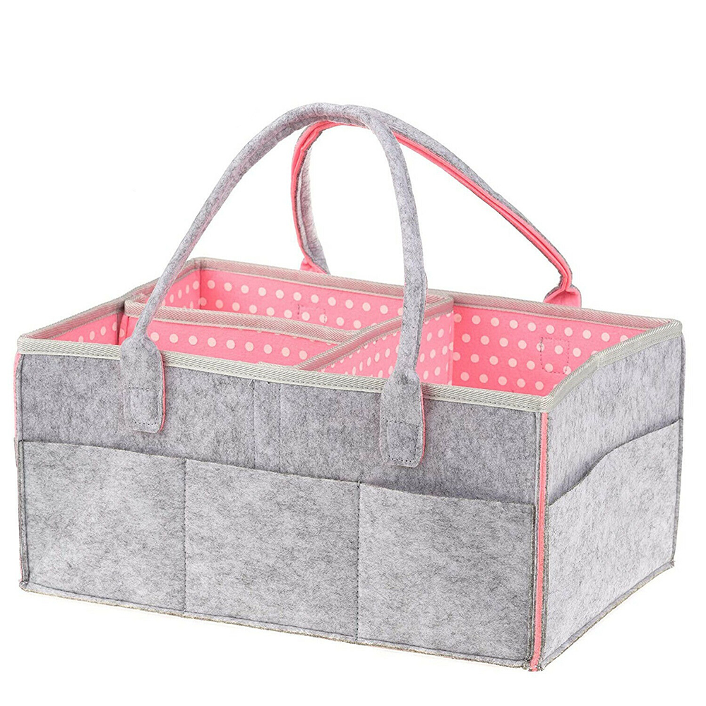 Portable Nursery Storage Organizer for Babies with Changing Mat - Pink