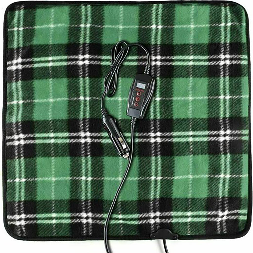 Zone Tech™ Car Mini Electric Heating Pad - Green Plaid