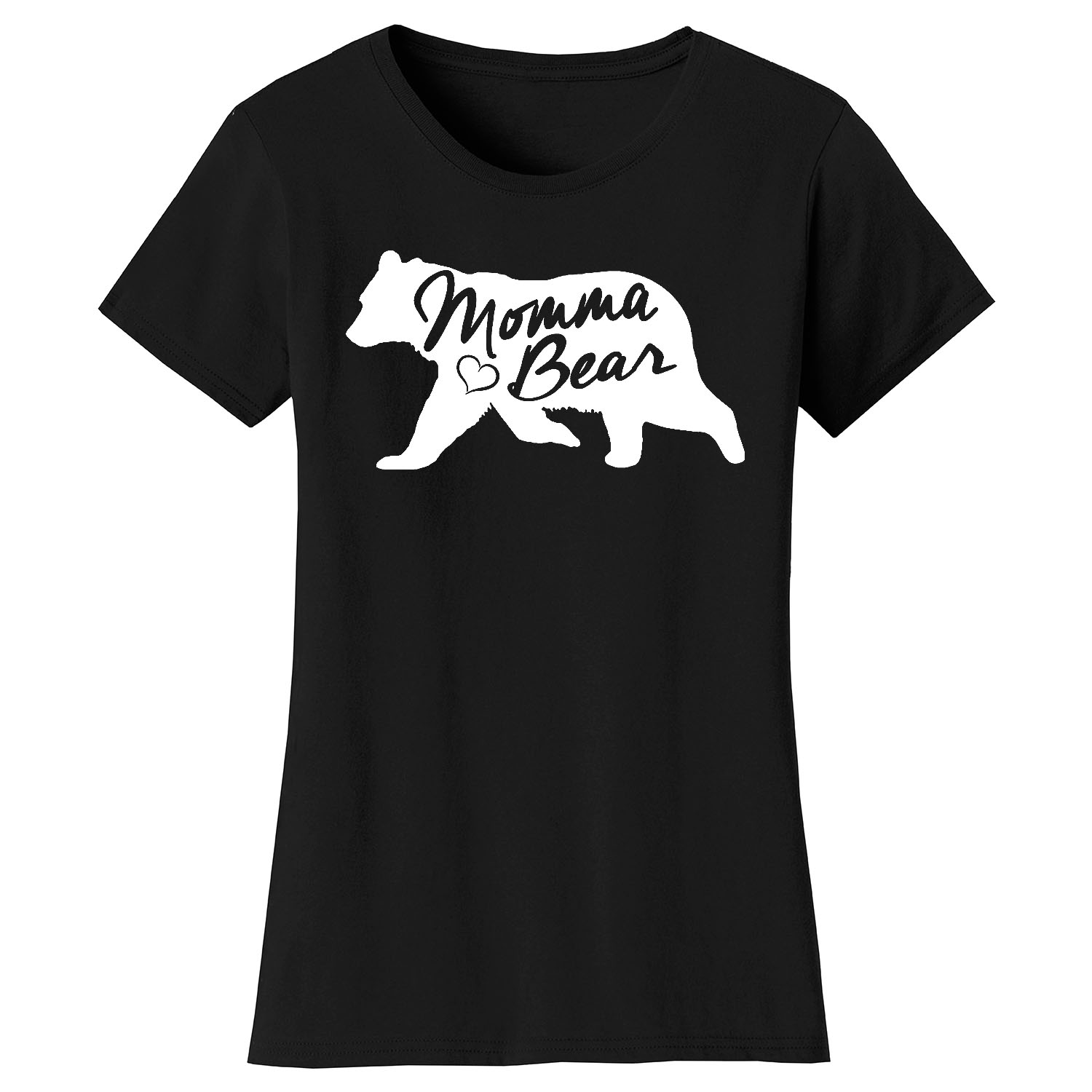 Mama Bear Mom Themed T-Shirts - Bear Silhouette - Black / S