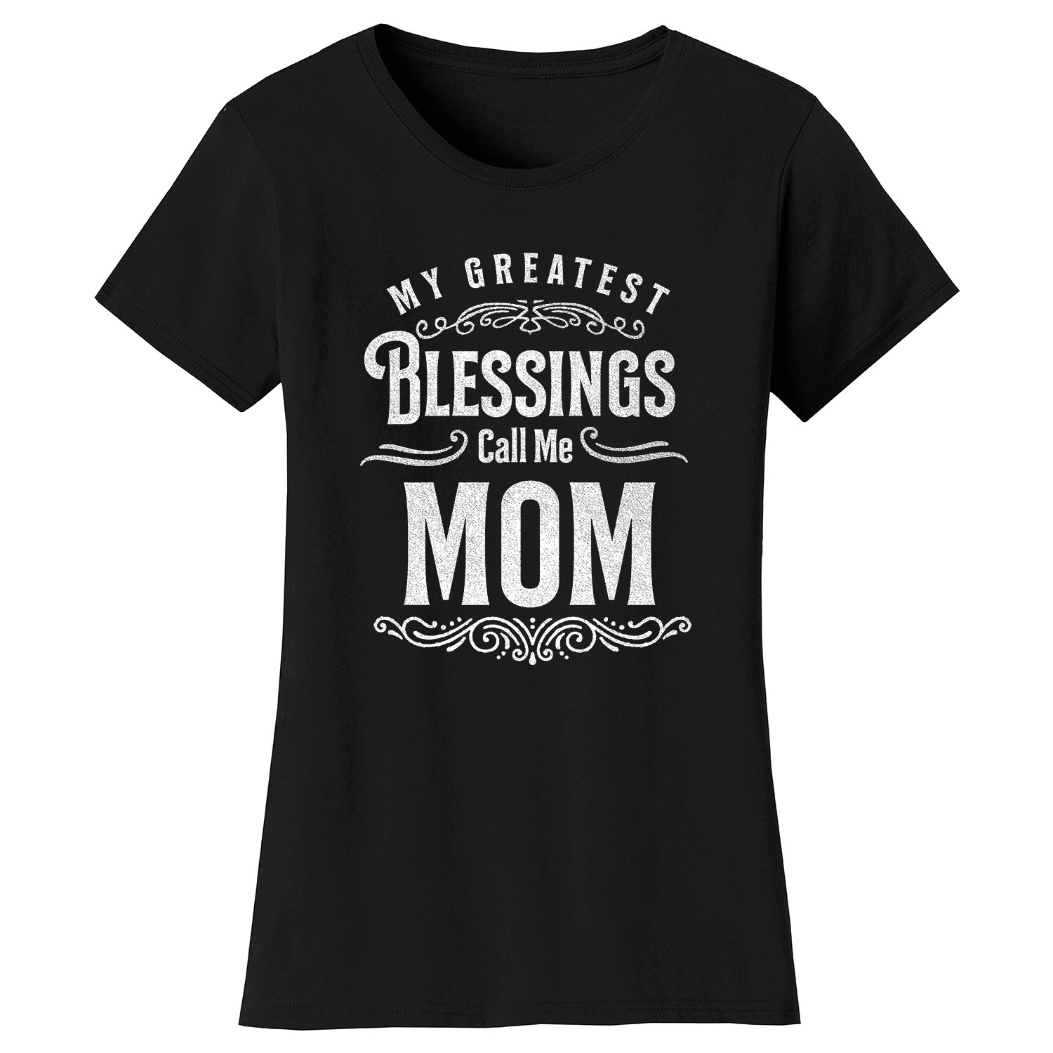 Women's Greatest Blessing T-Shirt - Call Me Mom - Black / S
