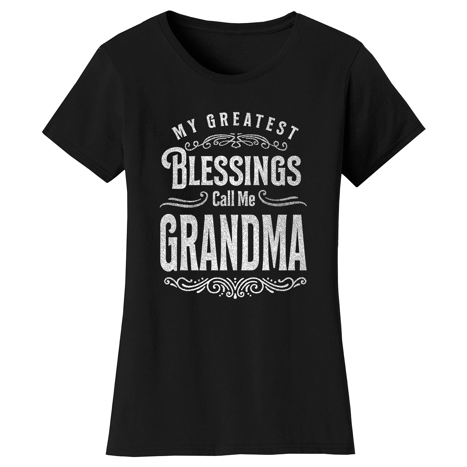 Women's Greatest Blessing T-Shirt - Call Me Grandma - Black / S