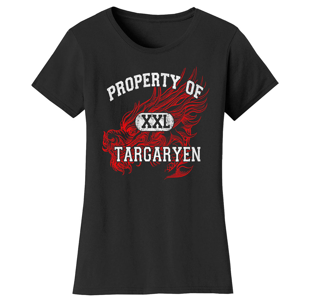Women’s Thrones and Dragons T-Shirt - Women's Thrones and Dragon's T-shirts - Property of Targaryen - Black / 2X-Large