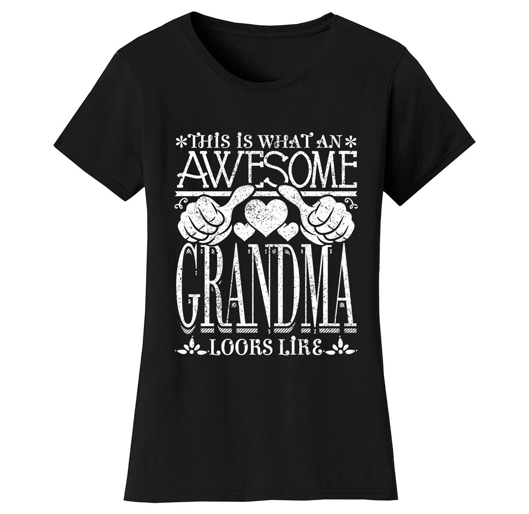 Women’s Awesome Mom and Grandma T-Shirts - Women's Awesome Mom Grandma T-Shirts - GRANDMA - Black / MD