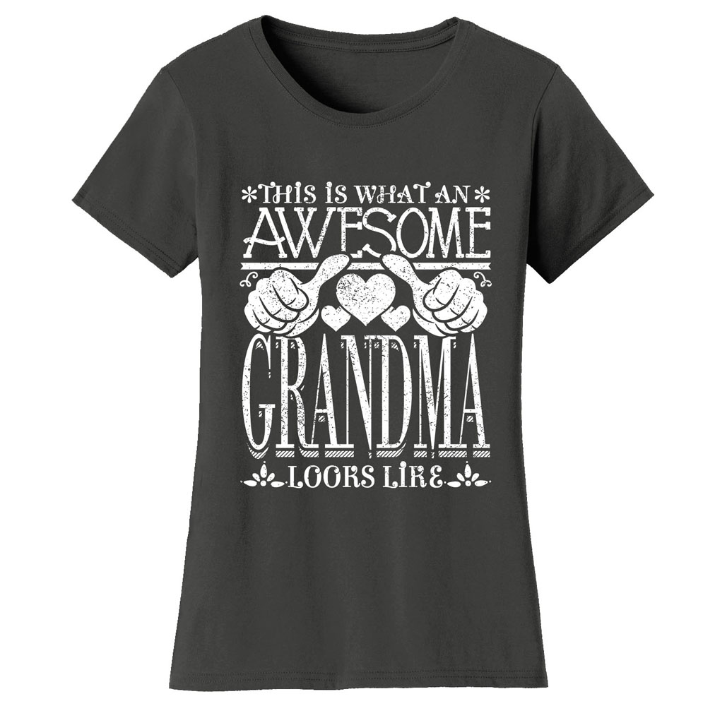 Women&rsquo;s Awesome Mom and Grandma T-Shirts - Women's Awesome Mom Grandma T-Shirts - GRANDMA - Charcoal / LG