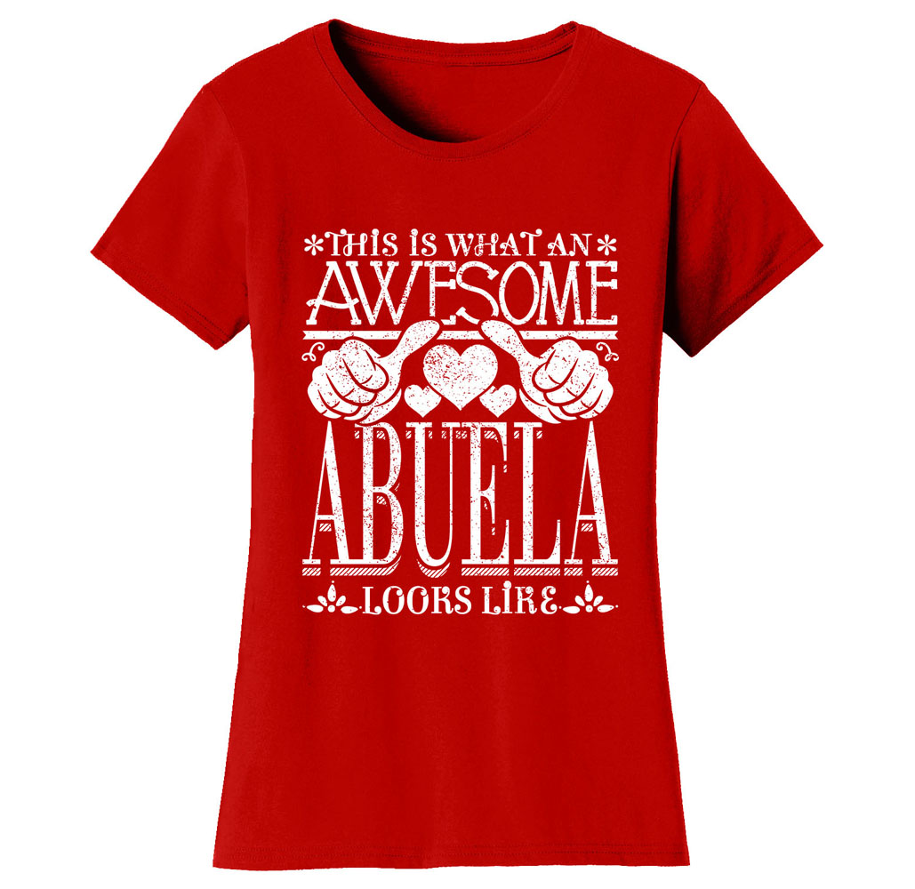 Women&rsquo;s Awesome Mom and Grandma T-Shirts - Women's Awesome Mom Grandma T-Shirts - ABUELA - Red / LG