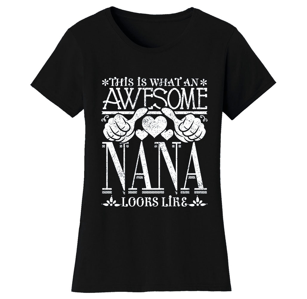 Women’s Awesome Mom and Grandma T-Shirts - Women's Awesome Mom Grandma T-Shirts - NANA - Black / SM