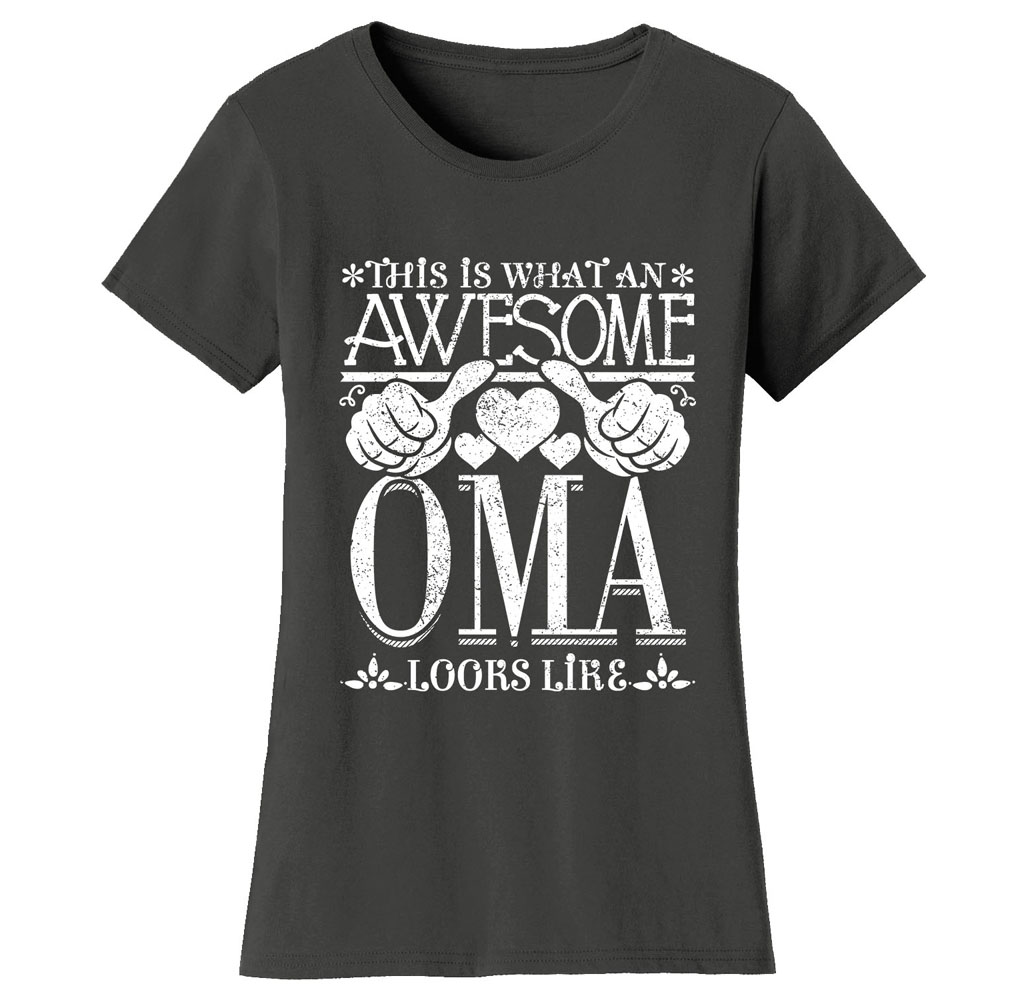 Women’s Awesome Mom and Grandma T-Shirts - Women's Awesome Mom Grandma T-Shirts - OMA - Charcoal / XL
