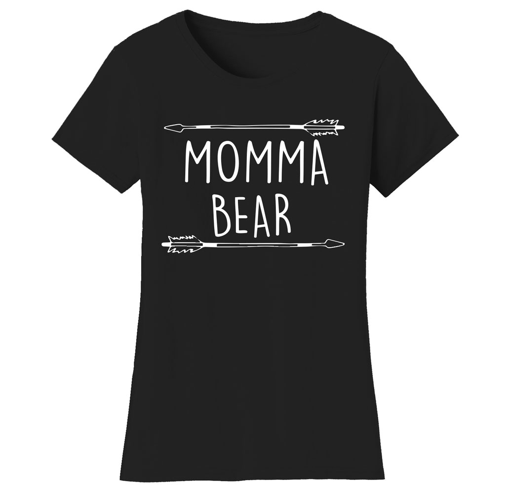 Women&rsquo;s Mama Bear Themed T-Shirts - Women's Mama Bear Themed T-shirts - MOMMA Bear Arrow - Black/White Print / Large