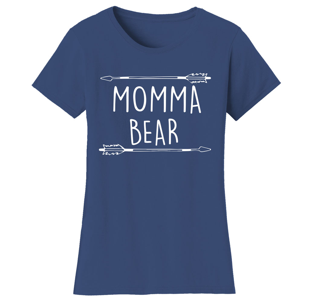 Women’s Mama Bear Themed T-Shirts - Women's Mama Bear Themed T-shirts - MOMMA Bear Arrow - White/Black Print / Small