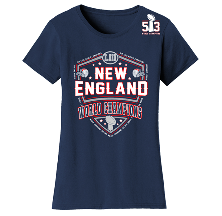 Women’s Football Champions New England T-Shirt - Shoulder53 - Navy / Small
