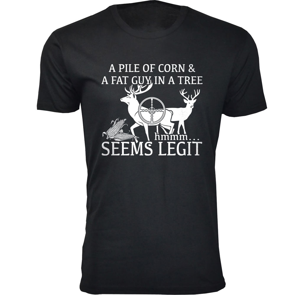 Men's Deer Hunting Theme T-shirt - Seems - Black/Small