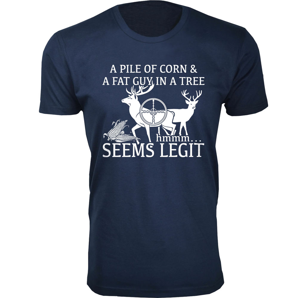 Men's Deer Hunting Theme T-shirt - Seems - Navy/Small