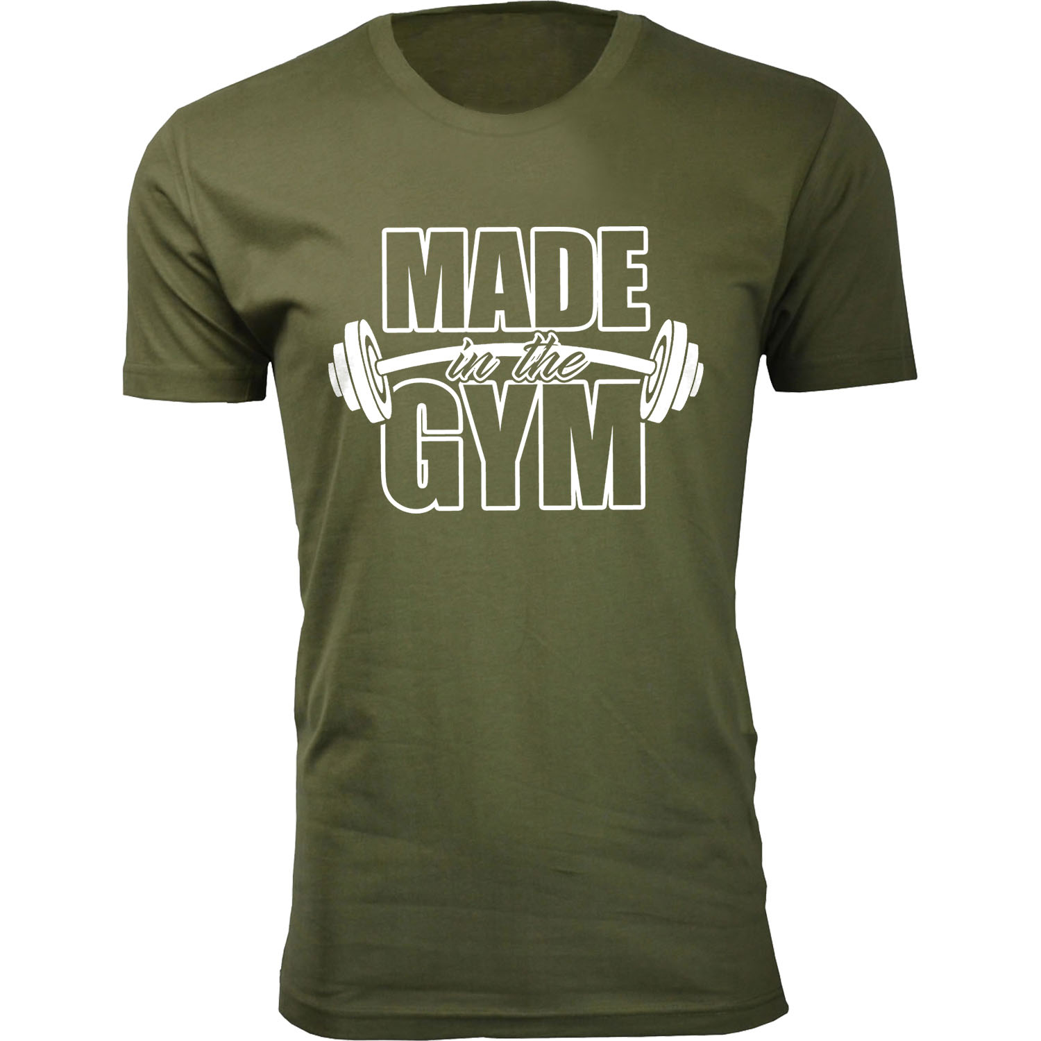 Men's 'Made in the Gym' and 'Train Insane' T-shirt - Made in The Gym - Military Green / M