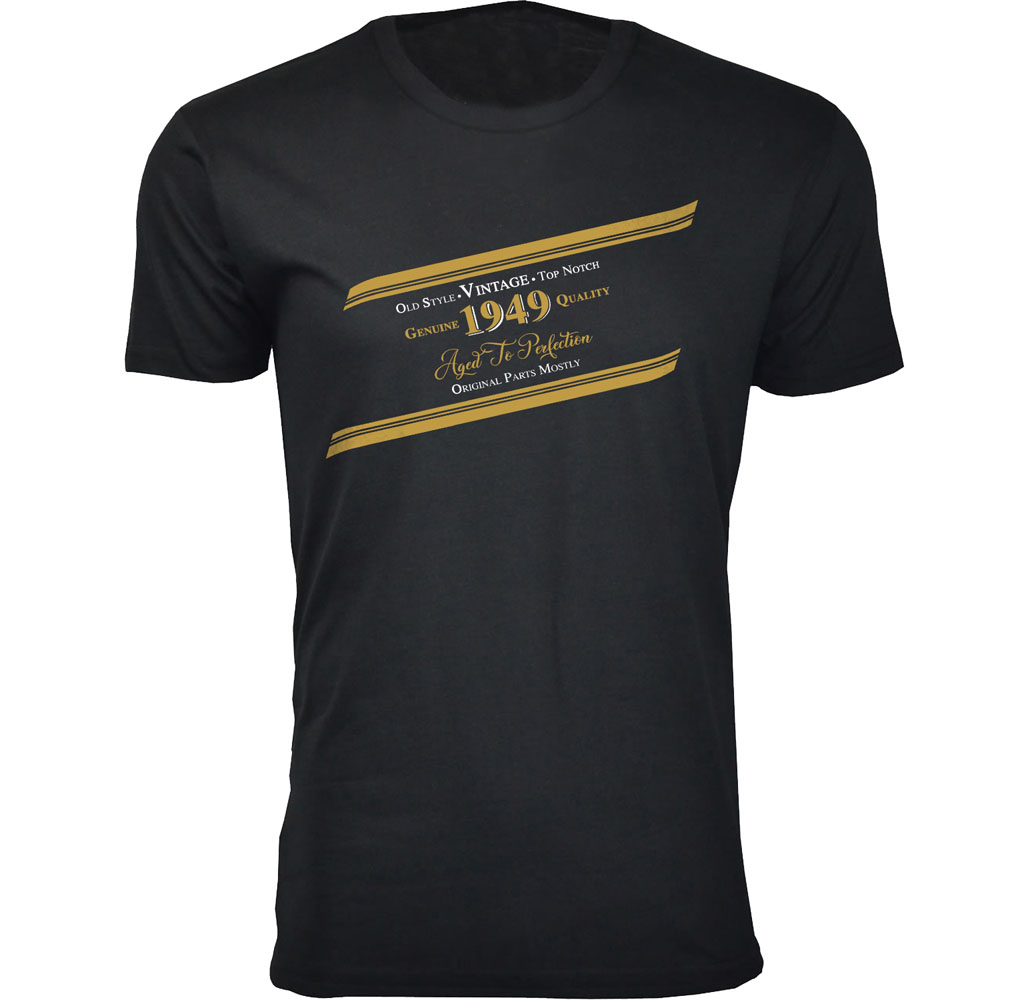Men’s Milestone Birthday T-Shirts - Black Label 1949 - Black / Small