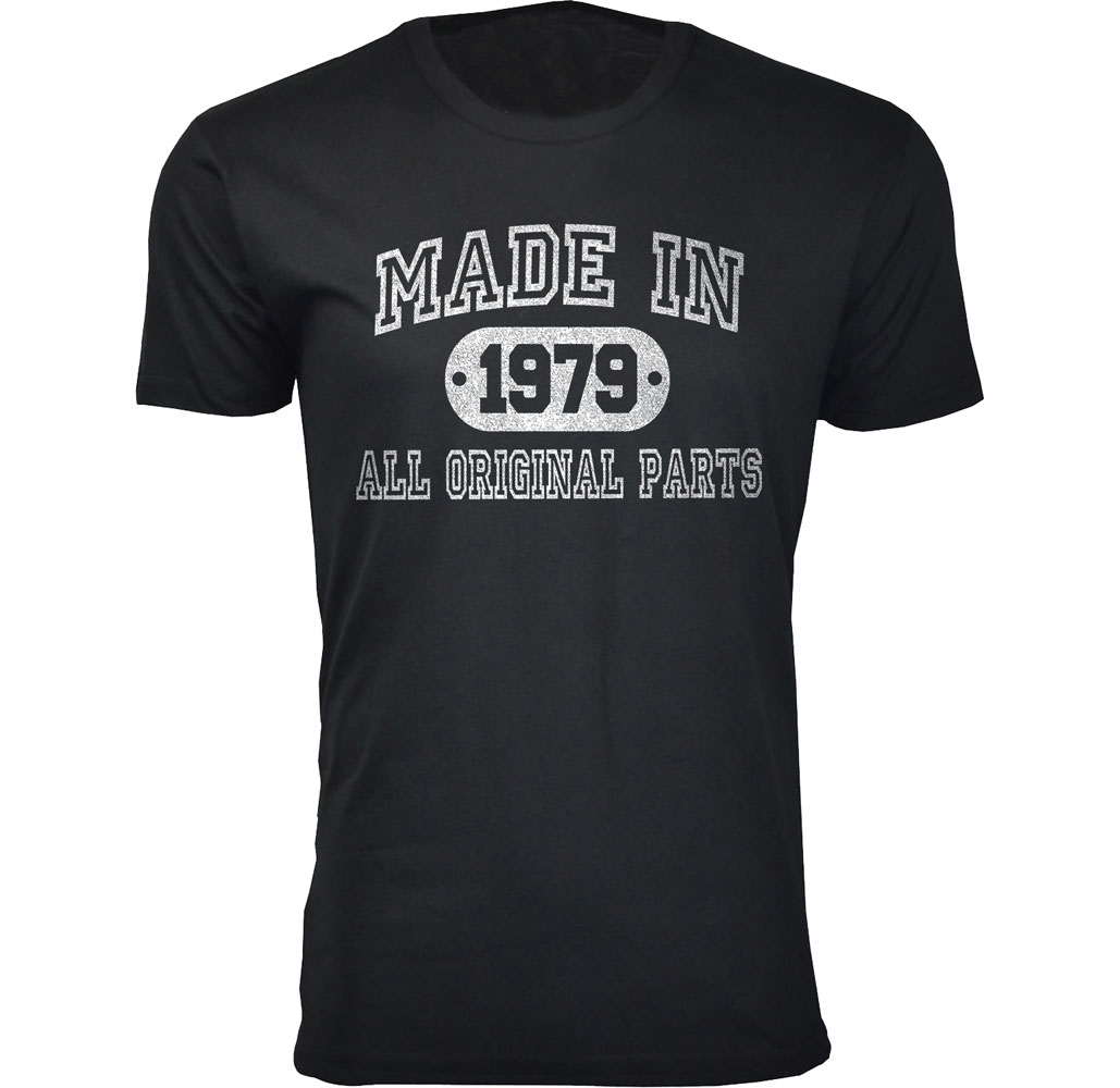 Men’s Milestone Birthday T-Shirts - Made in 1979 - Black / Small