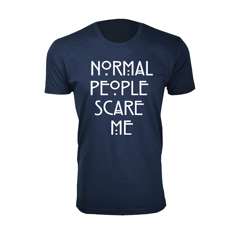 Men’s Normal People Scare Me Humor T-Shirt (SM-3X) - Navy - Large
