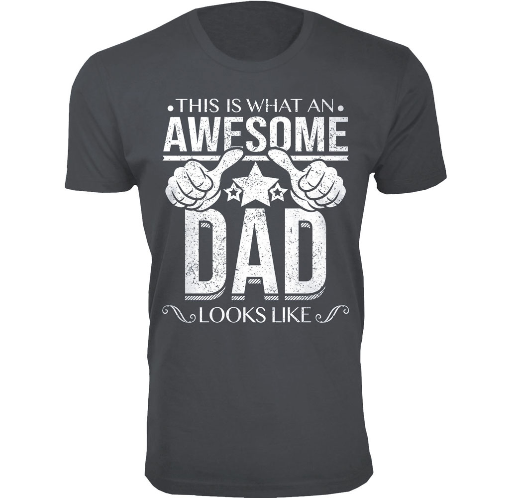Men’s Awesome Dad and Grandpa T-Shirts - Awesome Dad Grandpa T-Shirts - Awesome DAD Looks Like / Charcoal / LG