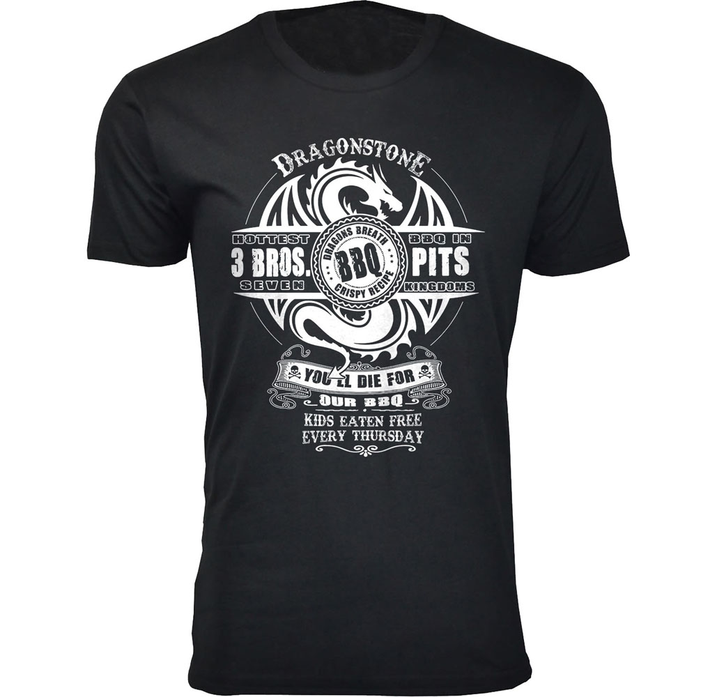 Men&rsquo;s Thrones and Dragons T-Shirt - Men's Thrones and Dragon's T-shirts - Dragonstone BBQ - Black / Large