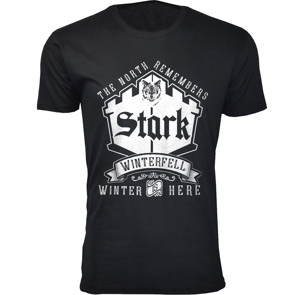 Men&rsquo;s Thrones and Dragons T-Shirt - Men's Thrones and Dragon's T-shirts - Stark Winterfell - Black / Small