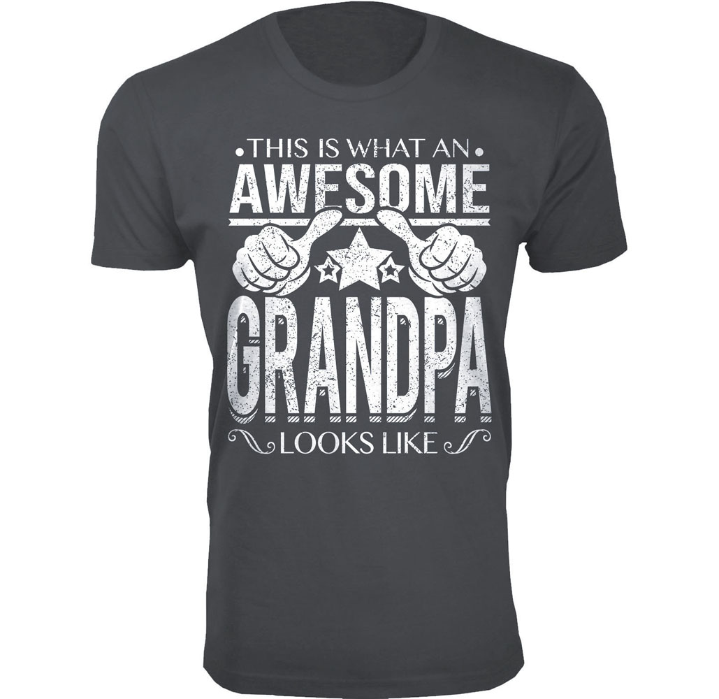 Men’s Awesome Dad and Grandpa T-Shirts - Awesome Dad Grandpa T-Shirts - Awesome GRANDPA Looks Like / Charcoal / 2XL