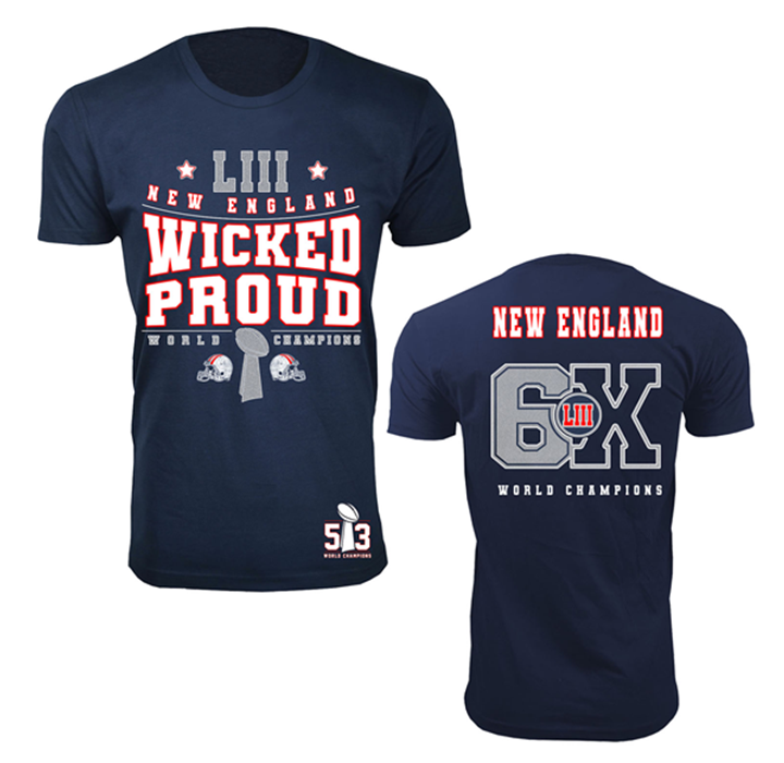 Men’s Football Champions New England T-Shirts - WP - Navy / Small
