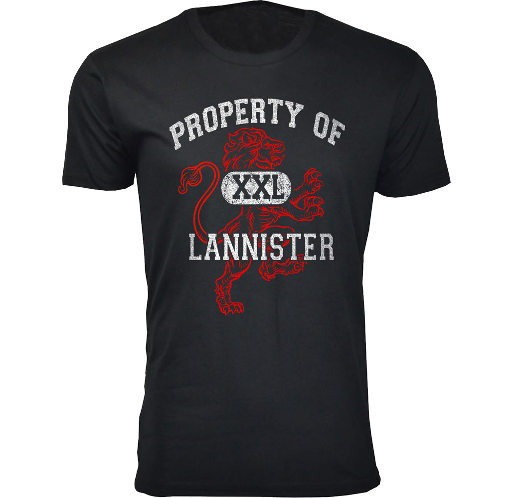 Men&rsquo;s Thrones and Dragons T-Shirt - Men's Thrones and Dragon's T-shirts - Property Of Lannister - Black / 2X-Large