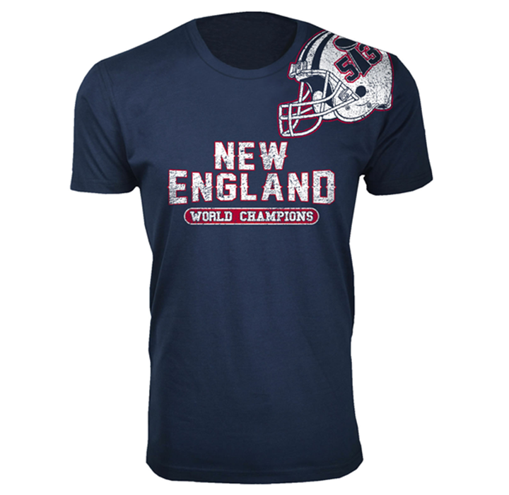 Men’s Football Champions New England T-Shirts - Helmet - Navy / Small