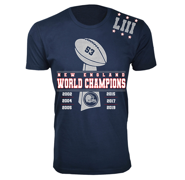 Men’s Football Champions New England T-Shirts - ShoulderLIII - Navy / Small