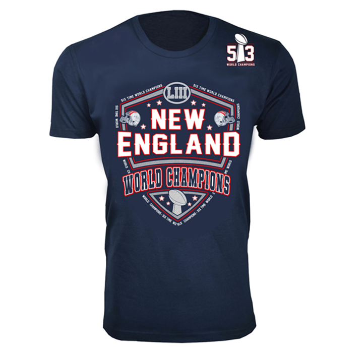 Men’s Football Champions New England T-Shirts - Shoulder53 - Navy / Small