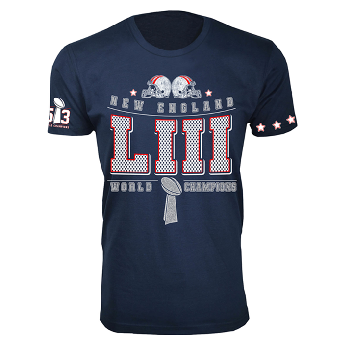 Men’s Football Champions New England T-Shirts - LIII WC - Navy / Small