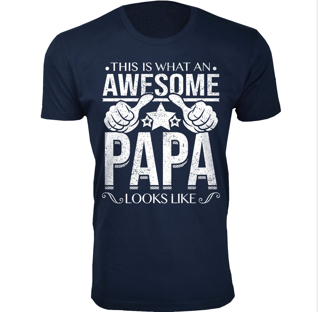 Men’s Awesome Dad and Grandpa T-Shirts - Awesome Dad Grandpa T-Shirts - Awesome PAPA Looks Like / Navy / LG