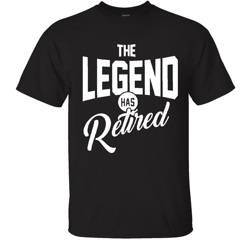 Men's Retired-Themed Cotton T-Shirts - The Legend Has Retired - Black -Small