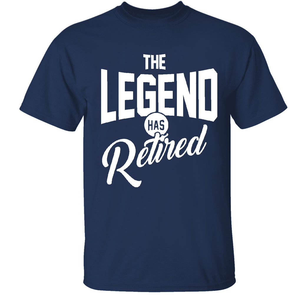 Men's Retired-Themed Cotton T-Shirts - The Legend Has Retired - Navy -Medium