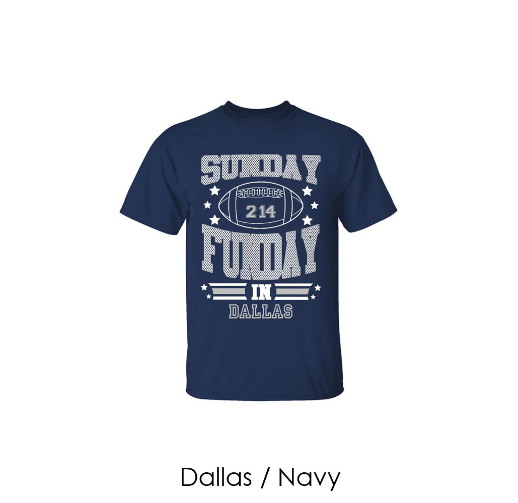 Men's Sunday Funday Football T-Shirt -  Dallas / Navy / 3XL