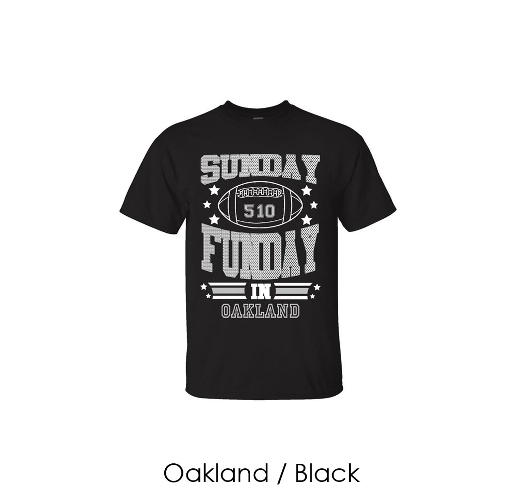Men's Sunday Funday Football T-Shirt -  Oakland / Black / 3XL