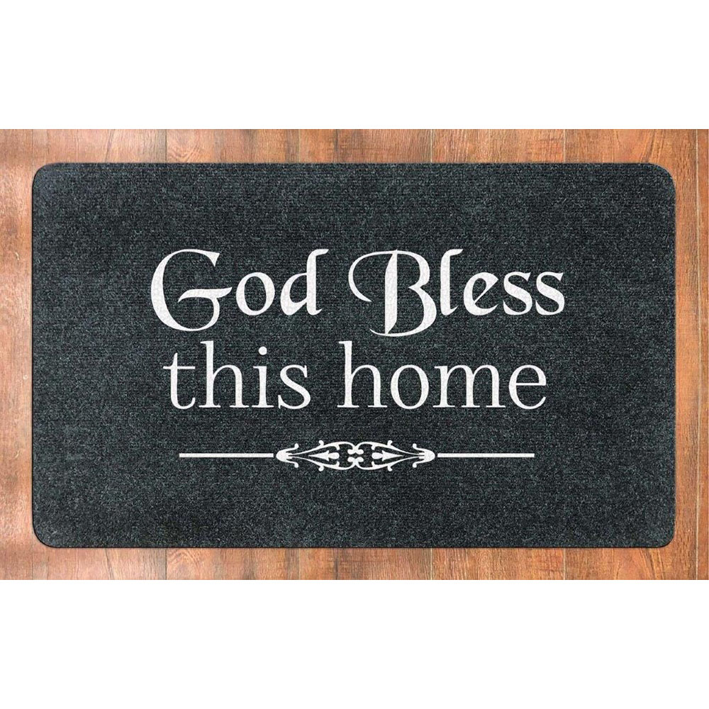 18" x 30" Coir Rubber Printed Door Mats - God Bless This Home