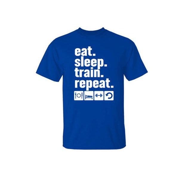 Men's Pre-Shrunk Cotton Gym Themed Workout T-Shirt - eat. sleep. / Royal Blue / SM