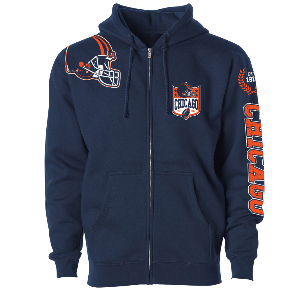 Football Home Team Zip-up Hoodie - Chicago - Navy / S