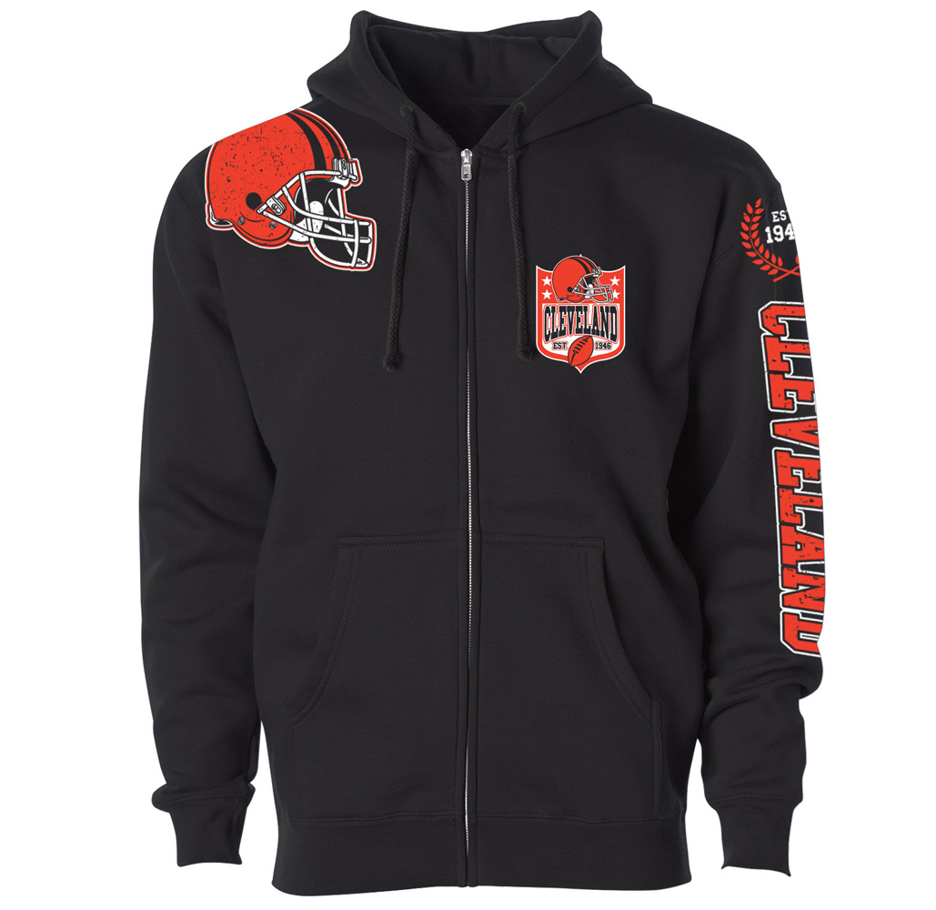 Football Home Team Zip-up Hoodie - Cleveland - Black / S
