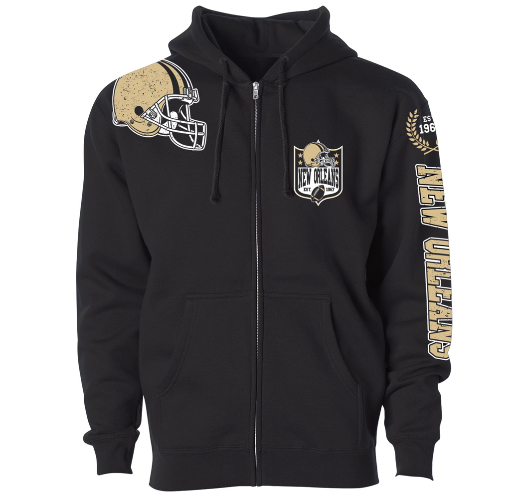Football Home Team Zip-up Hoodie - New Orleans - Black  / S