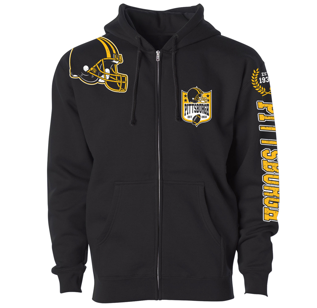 Football Home Team Zip-up Hoodie - Pittsburgh - Black / S