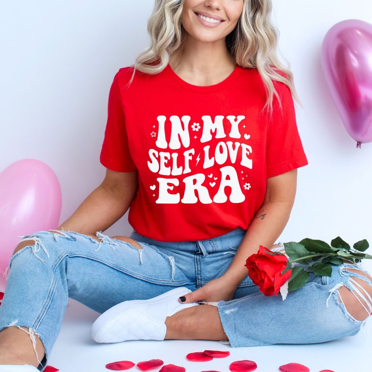 'In My Self Love Era' T-Shirt - Red / Small