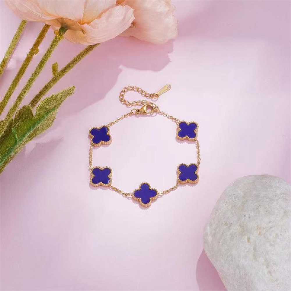 18K Gold Plated Clover Wrist Bracelet - PURPLE